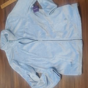 Soft fuzzy powder blue zippered jacket with pockets XXL free country